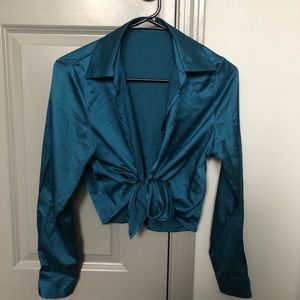 Tie Front Satin Top